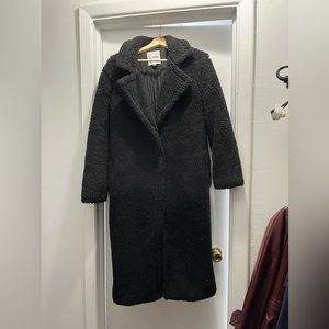 BB Dakota Black Teddy Faux Fur Longline Coat